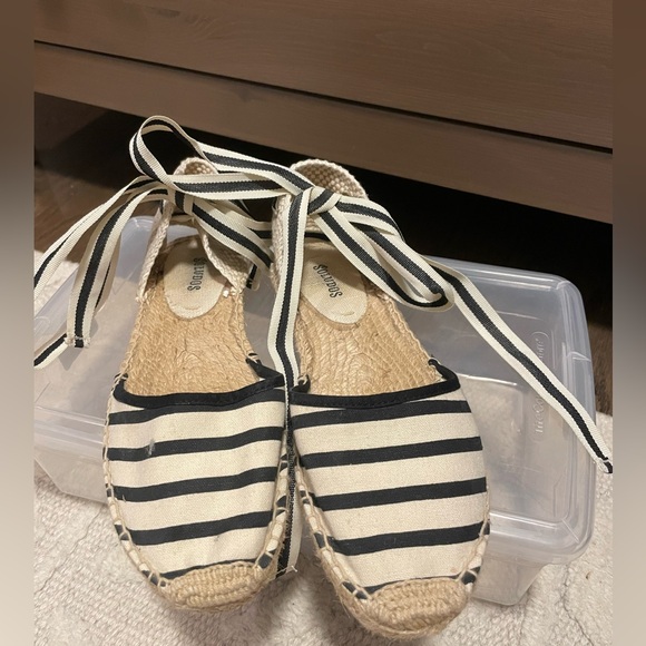 Suludos Women's Classic Striped Espadrille  Sandals Lace Up Black/Natural Size 7 - Picture 1 of 2
